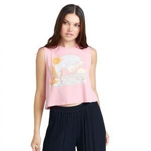 Volcom Women's Stone Hour Crop Tank Top Guava Sz Small Organic Cotton New